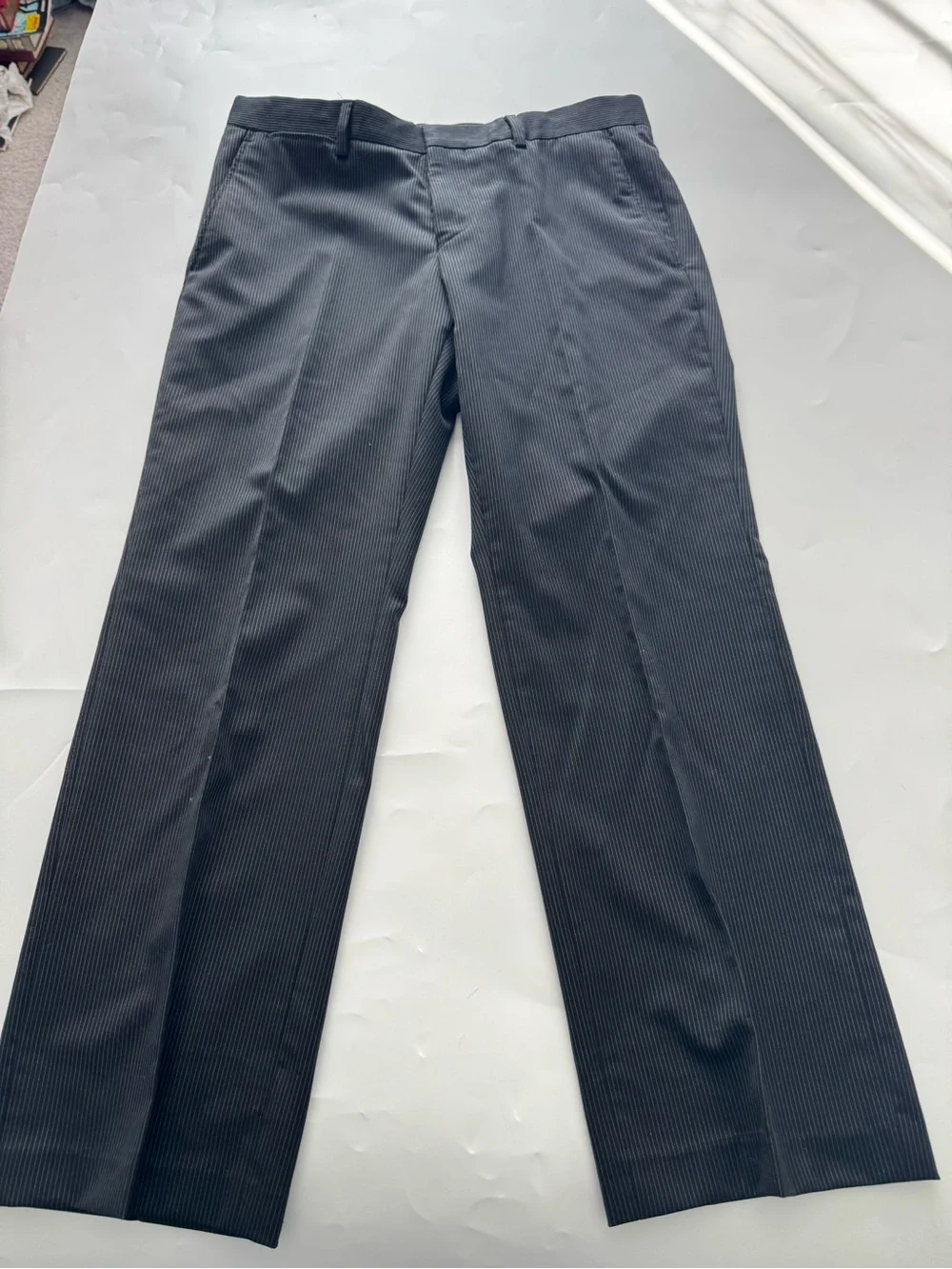 Tailored Men's Dress Pants in Charcoal Pinstripe